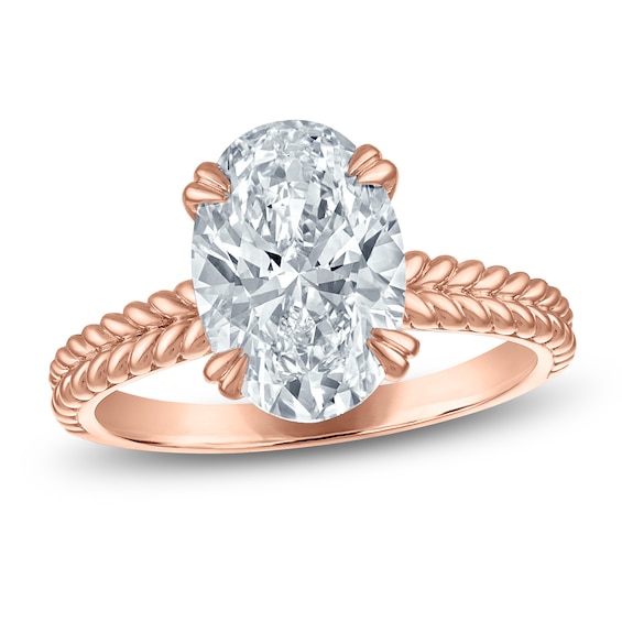 Certified Oval-Cut Lab-Grown Diamond Hidden Halo Engagement Ring 3 ct tw 14K Rose Gold