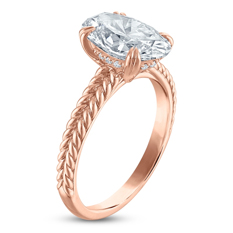 Main Image 2 of Certified Oval-Cut Lab-Grown Diamond Hidden Halo Engagement Ring 3 ct tw 14K Rose Gold
