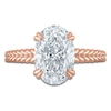 Thumbnail Image 3 of Certified Oval-Cut Lab-Grown Diamond Hidden Halo Engagement Ring 3 ct tw 14K Rose Gold