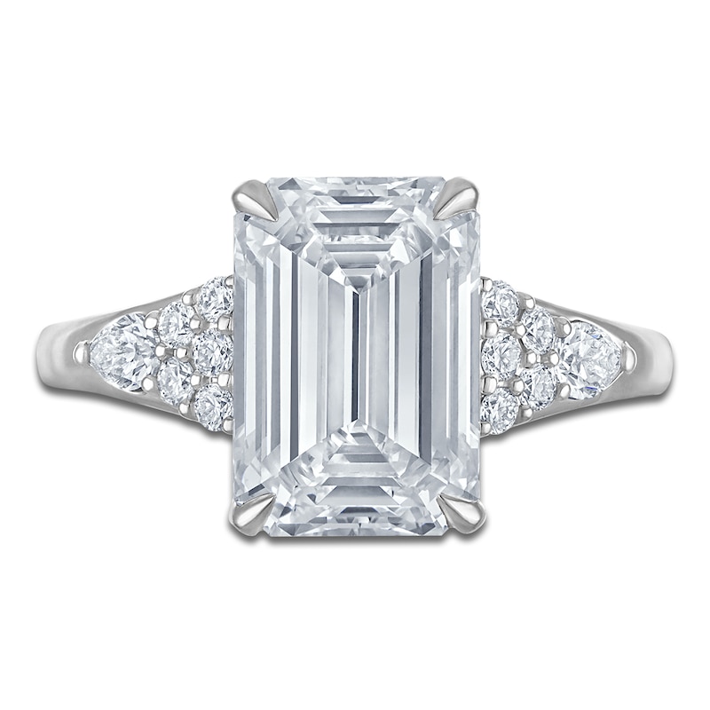 Main Image 3 of Certified Emerald-Cut Lab-Grown Diamond Engagement Ring 4-3/8 ct tw 14K White Gold