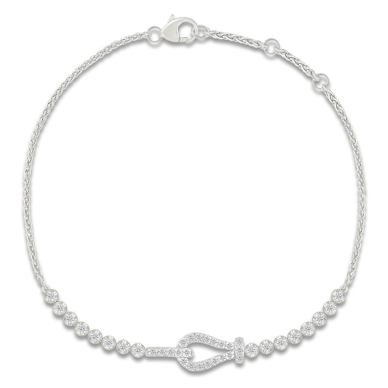 Main Image 1 of Diamond Interlocking Teardrop Bracelet 1/2 ct tw 10K White Gold 7.5"