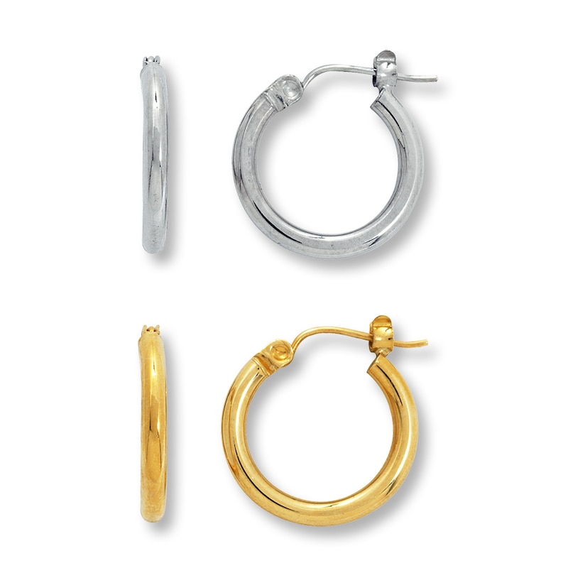 Main Image 1 of Hoop Earrings  Boxed Gift Set 14K Two-Tone Gold