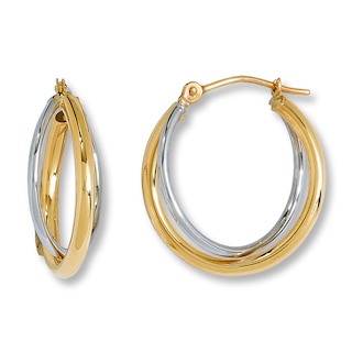 Criss-Cross Hoop Earrings 14K Two-Tone Gold | Jared