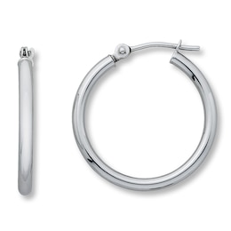 Hoop Earrings 14K White Gold 20mm