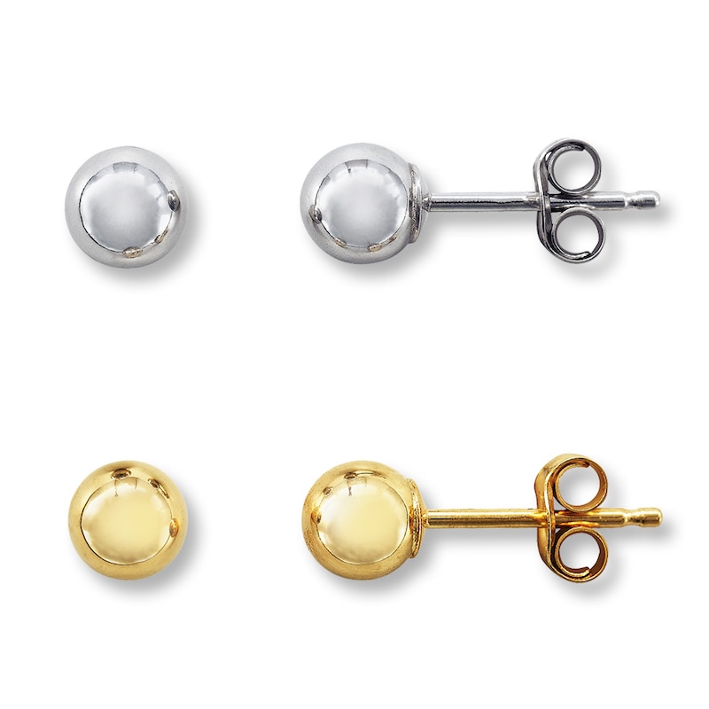 Ball Earrings Set 14K Two-Tone Gold