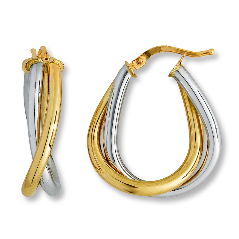 Double Hoop Earrings 14K Two-Tone Gold