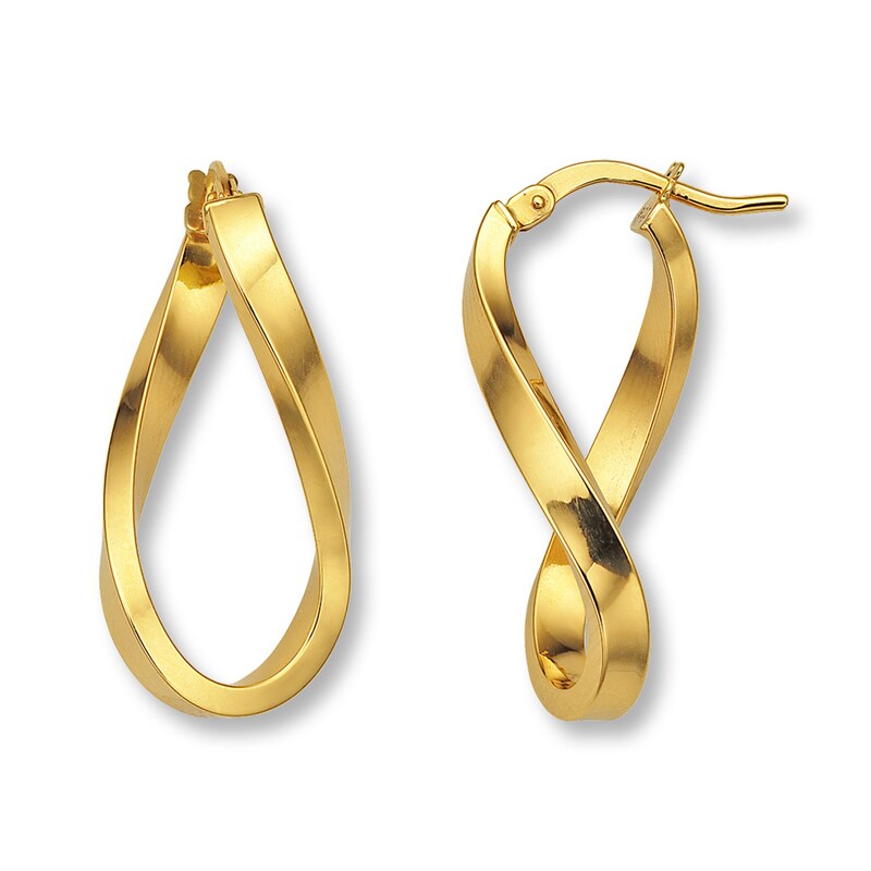 Main Image 1 of Twisted Hoop Earrings 14K Yellow Gold