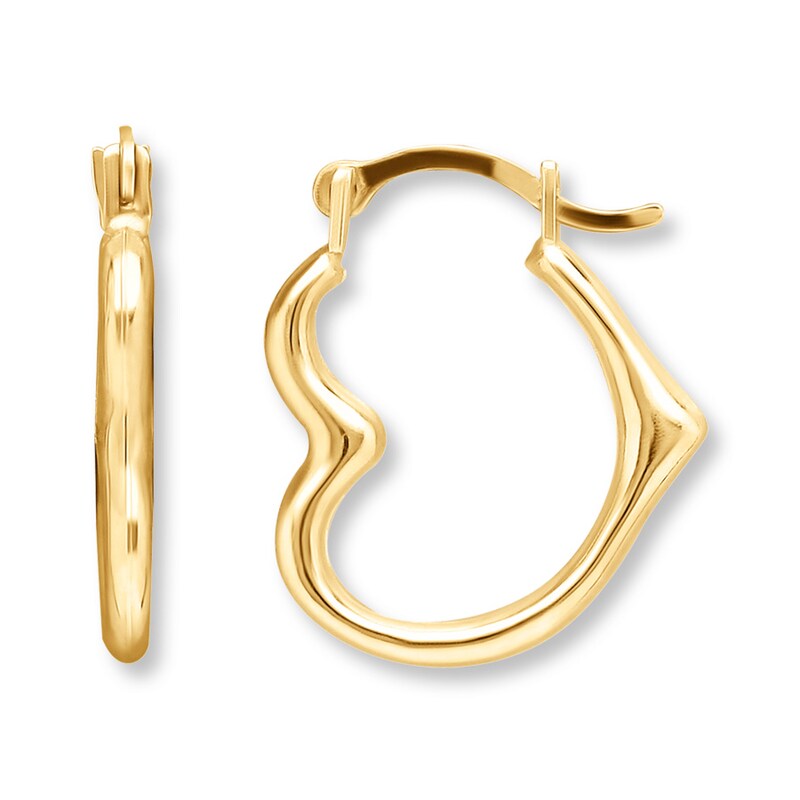 Main Image 1 of Heart Hoop Earrings 14K Yellow Gold