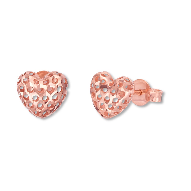 Filigree Heart Earrings 10K Rose Gold