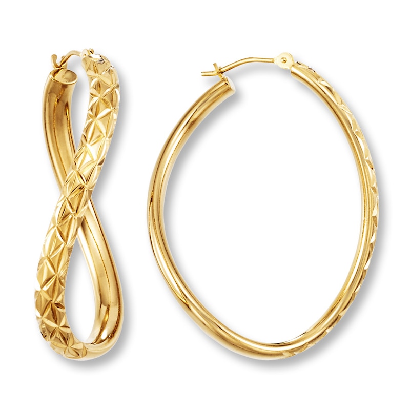 Oval Wave Hoop Earrings 14K Gold Over Resin