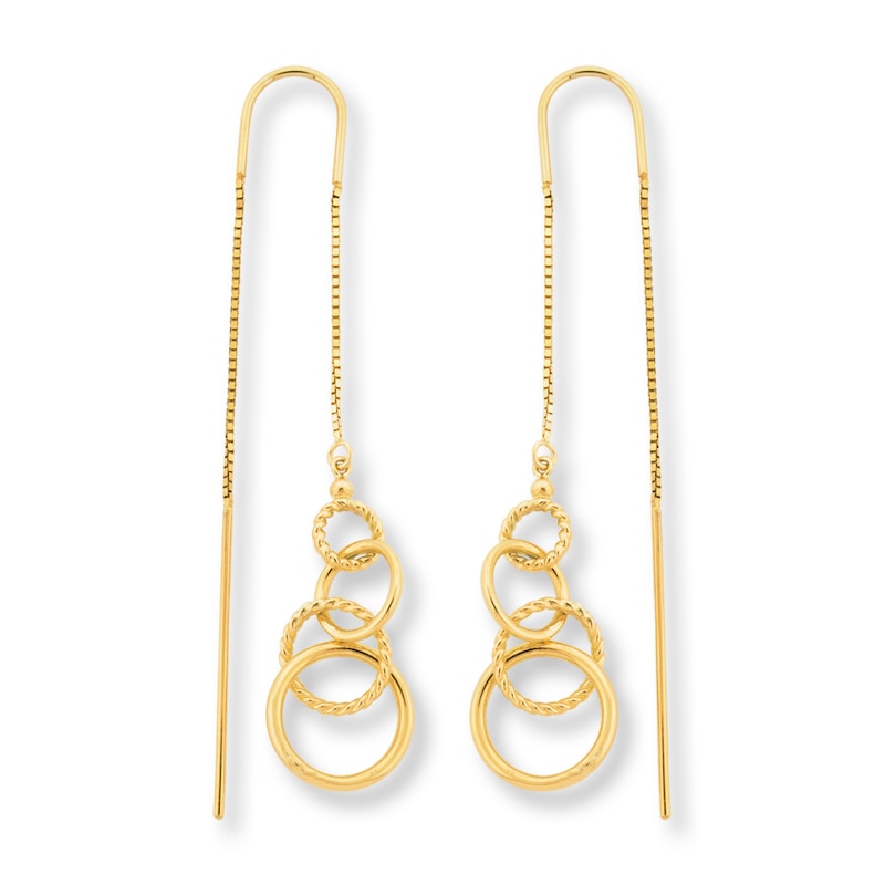 Circle Threader Earrings 10K Yellow Gold