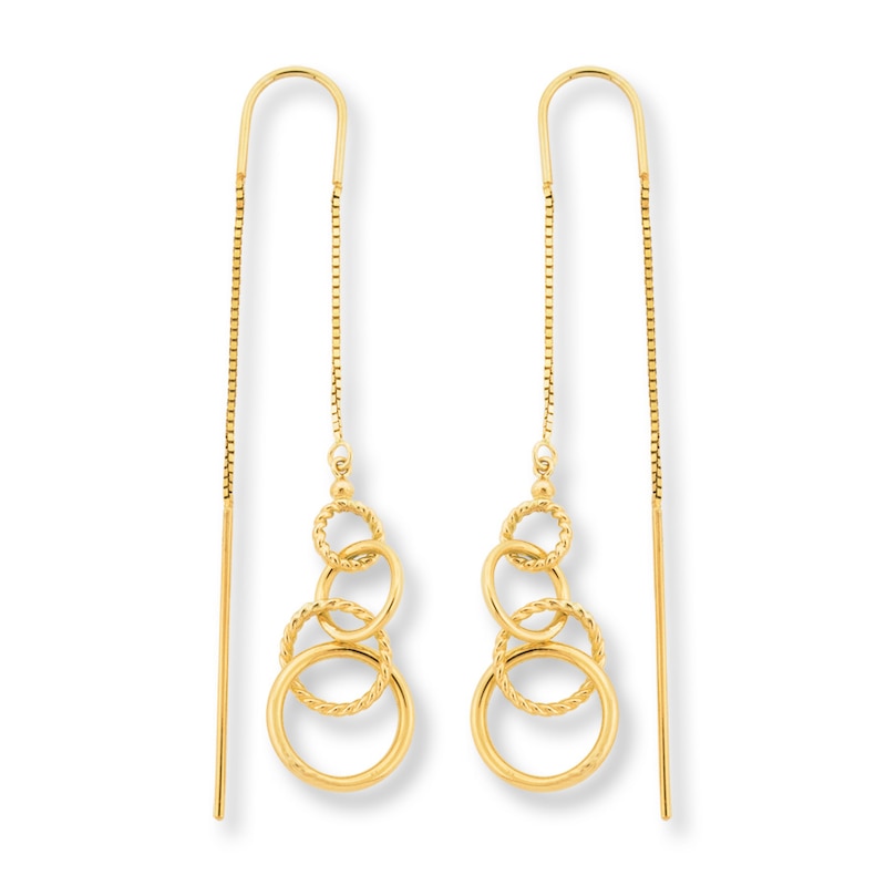 Main Image 1 of Circle Threader Earrings 10K Yellow Gold