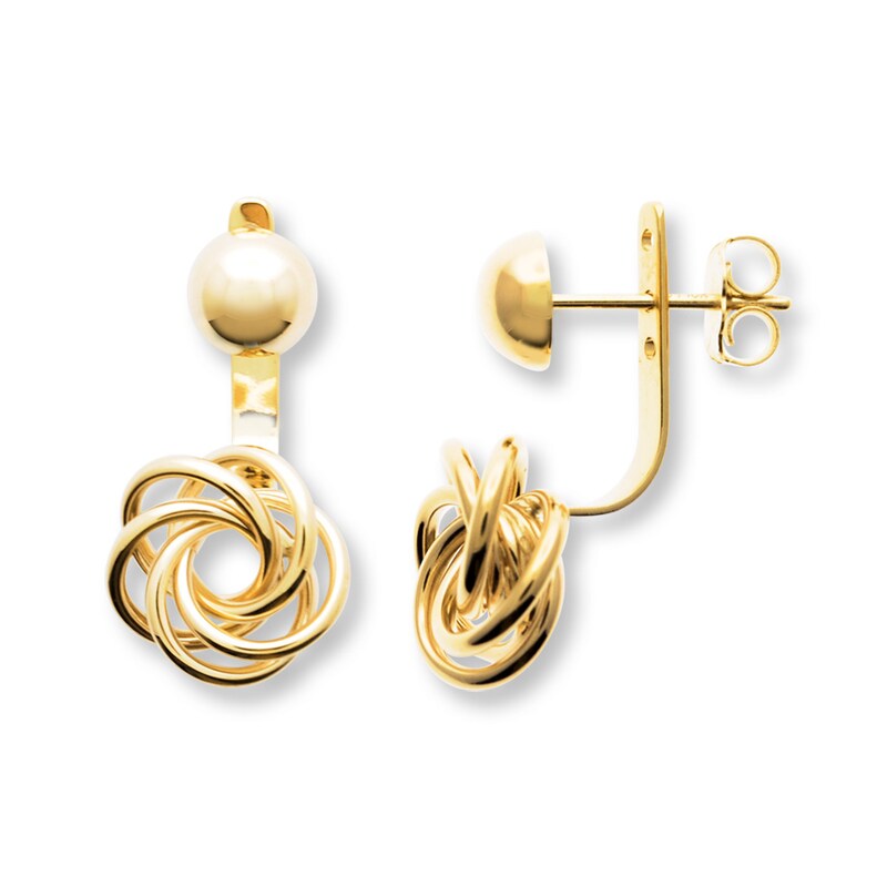 Main Image 1 of Love Knot Front-Back Earrings 10K Yellow Gold