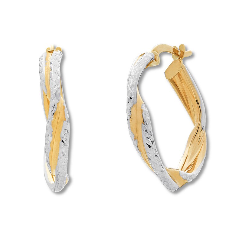 Main Image 2 of Twist Hoop Earrings 10K Two-Tone Gold