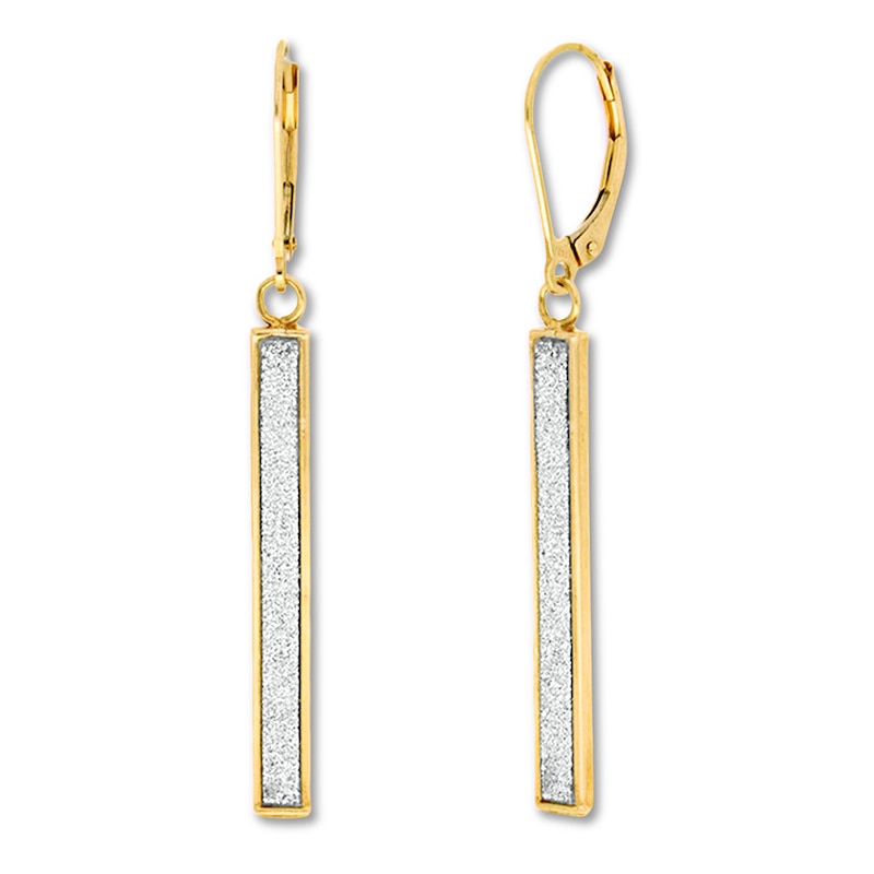 Glitter Bar Earrings 10K Yellow Gold
