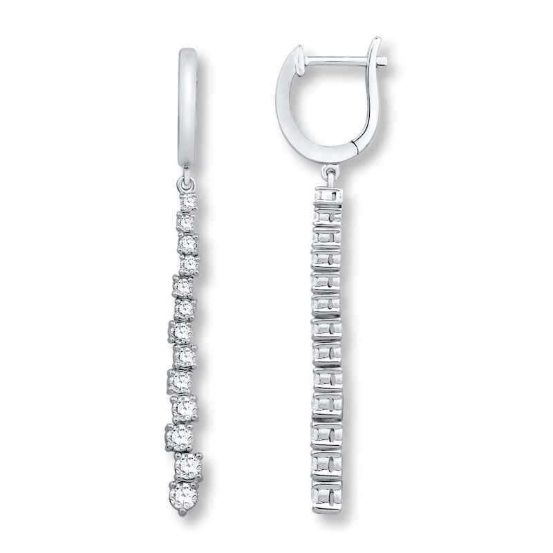 Main Image 1 of Diamond Dangle Earrings 1 ct tw Round-cut 14K White Gold