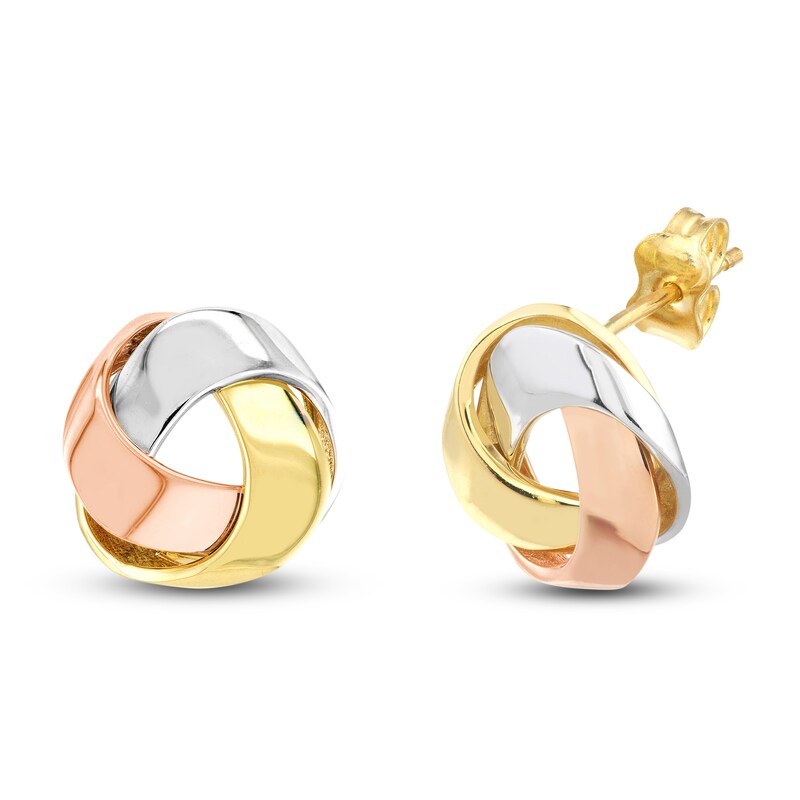 Love Knot Earrings 14K Tri-Color Gold