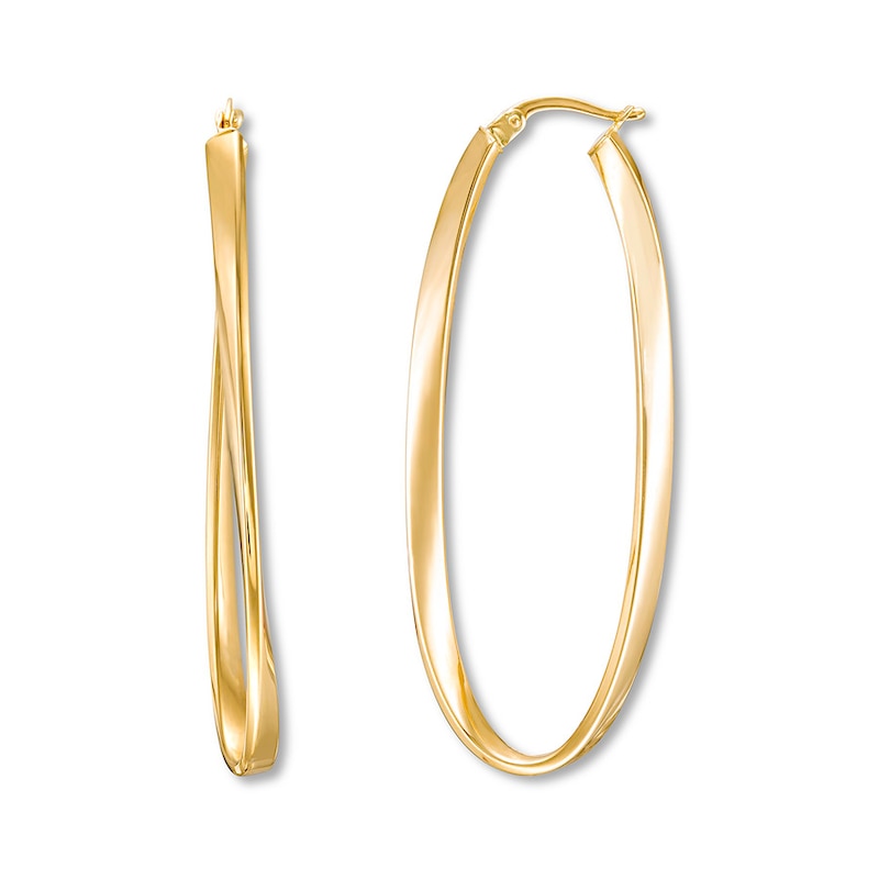 Main Image 1 of Oval Hoop Earrings 14K Yellow Gold