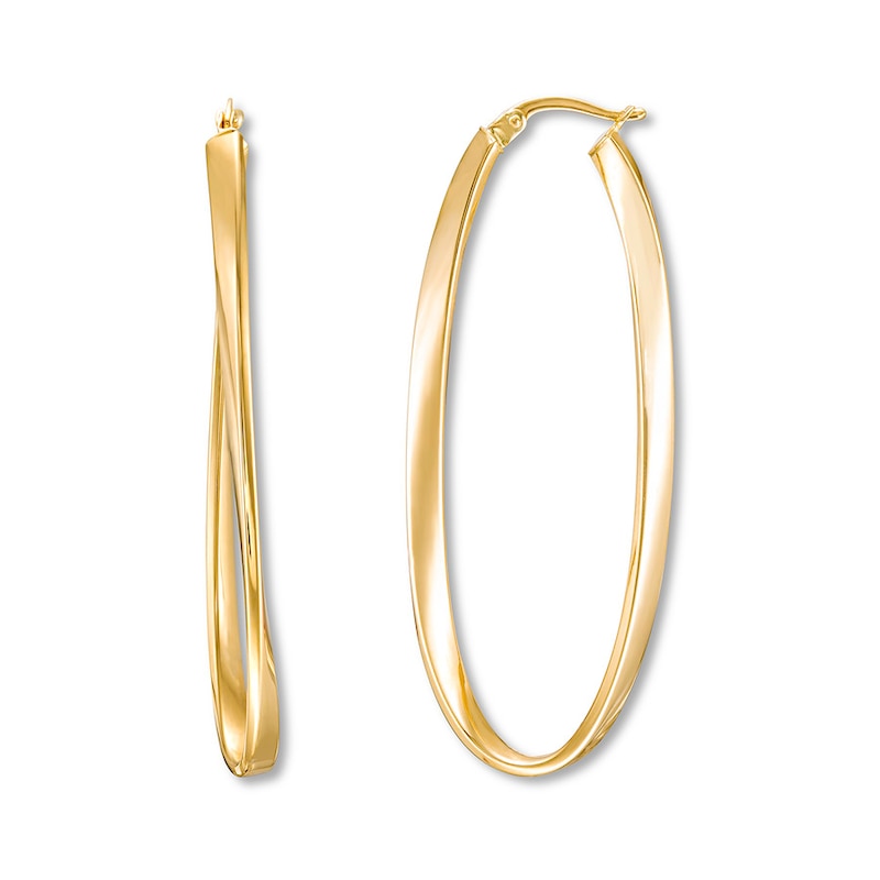 Oval Hoop Earrings 14K Yellow Gold