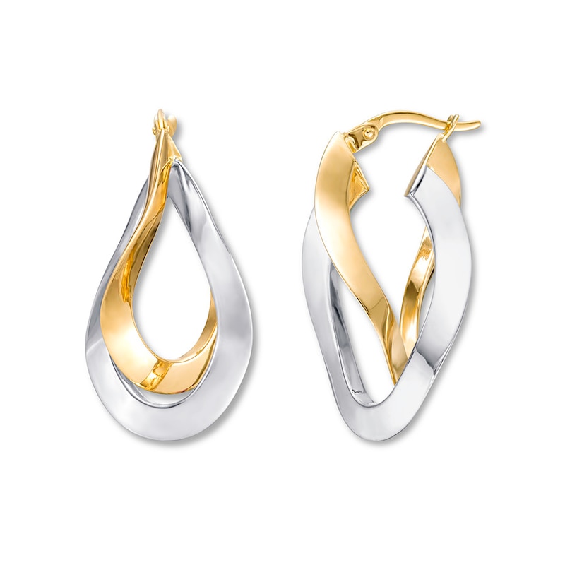 Twist Hoop Earrings 14K Two-Tone Gold