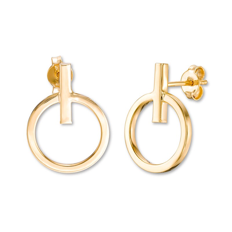Circle Stud Earrings 14K Yellow Gold