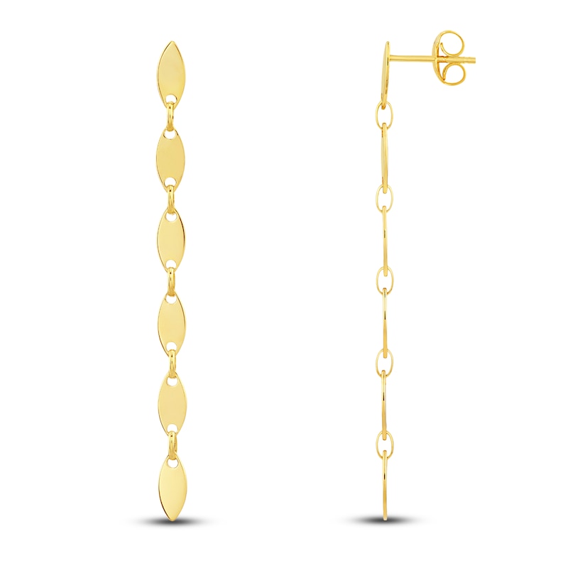Tapered Disc Drop Earrings 14K Yellow Gold