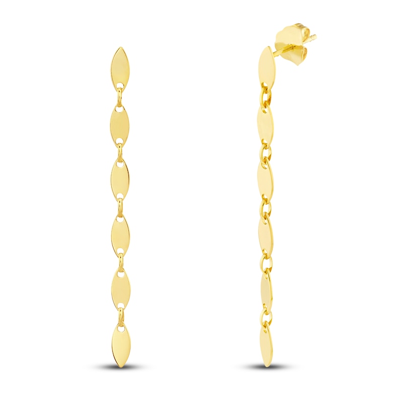 Tapered Disc Drop Earrings 14K Yellow Gold