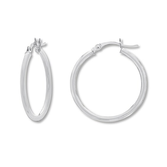 Round Hoop Earrings 14K White Gold Hoop Earrings Earrings Jewelry