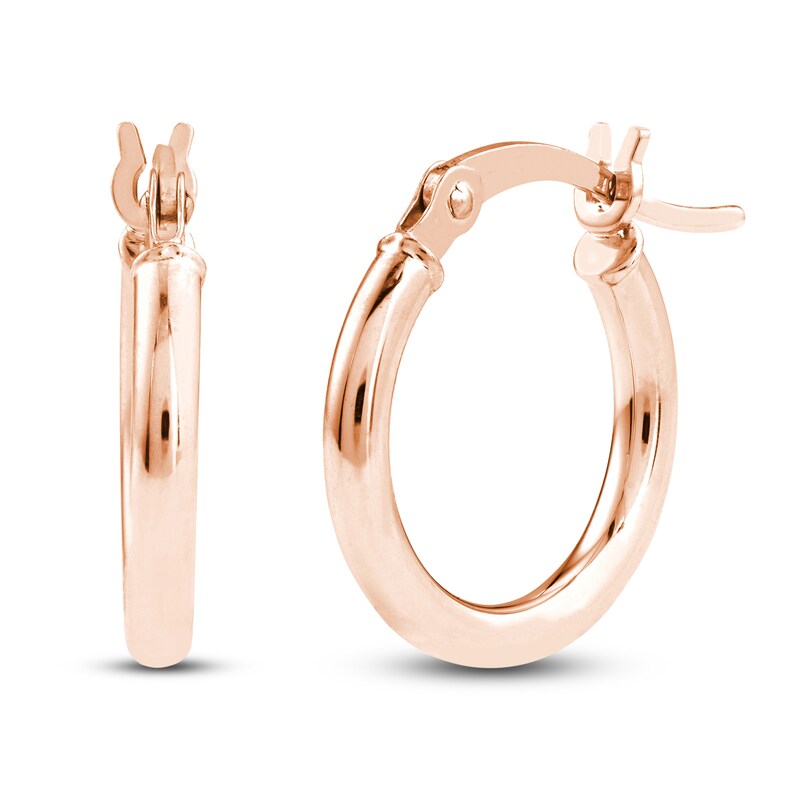 Main Image 2 of Round Hoop Earrings 14K Rose Gold