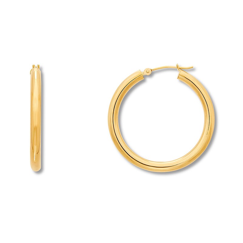 Main Image 1 of Round Hoop Earrings 10K Yellow Gold