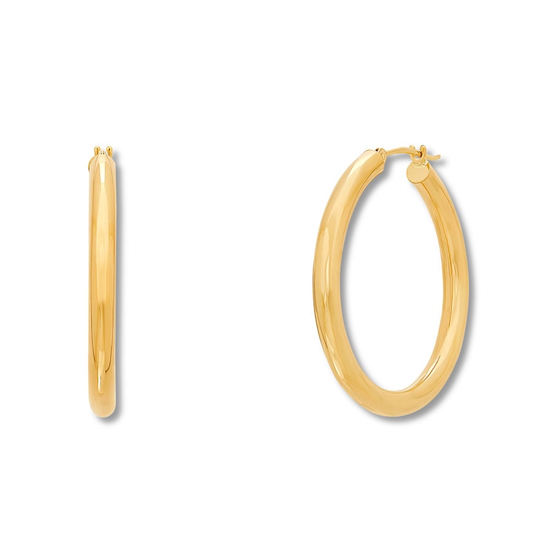 Main Image 2 of Round Hoop Earrings 10K Yellow Gold