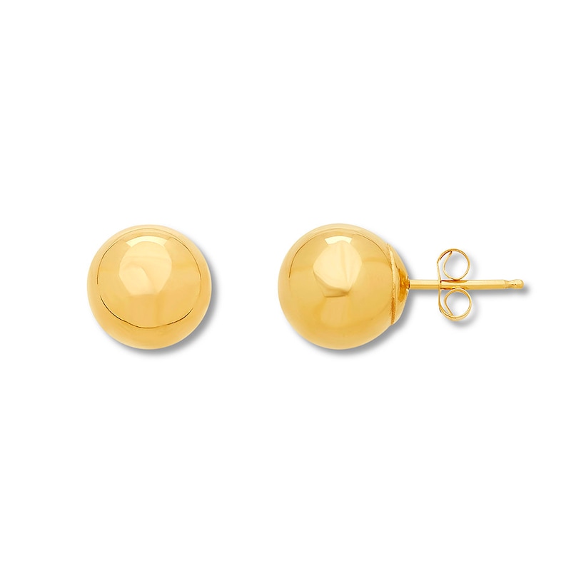 Round Ball Stud Earrings 10K Yellow Gold