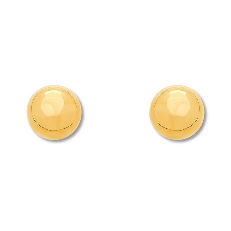 Round Ball Stud Earrings 10K Yellow Gold