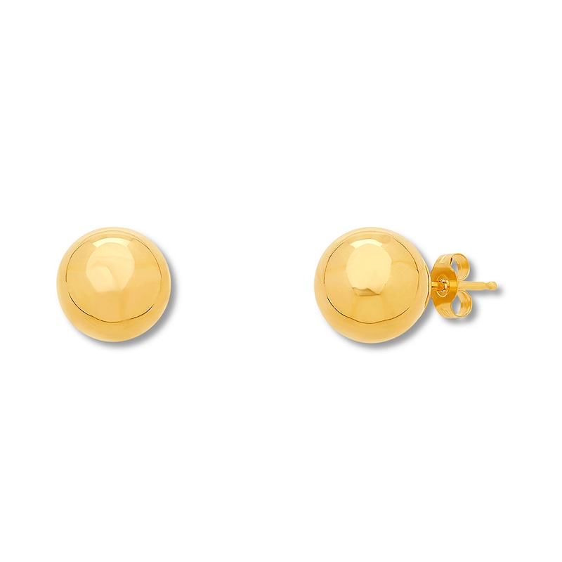 Round Ball Stud Earrings 10K Yellow Gold