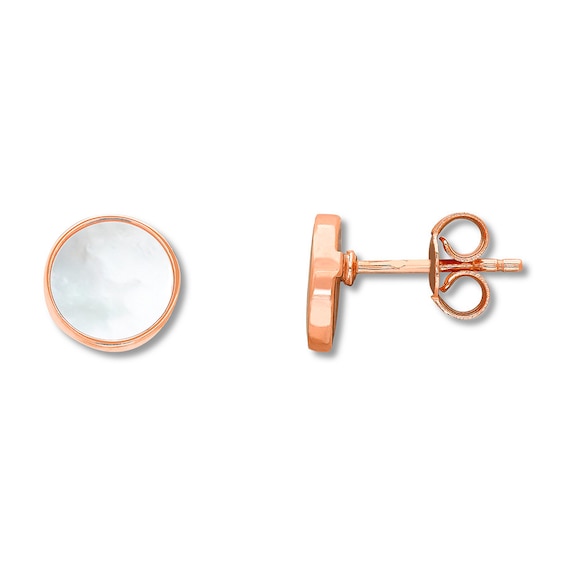 Jared Mother-of-Pearl Stud Earrings Bezel-set 14K Rose Gold