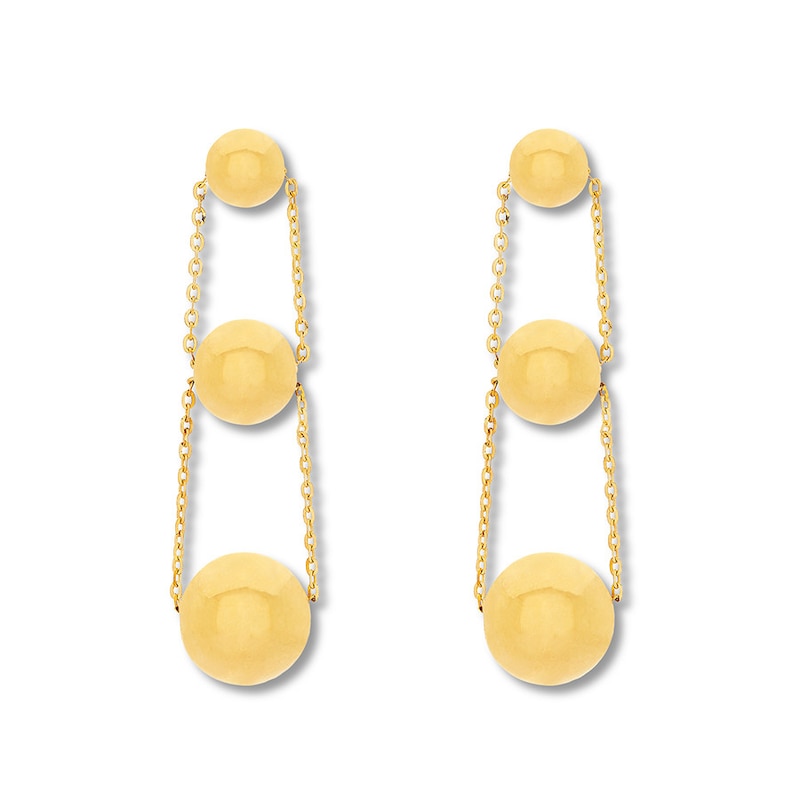 Main Image 2 of Drop Earrings Round Sphere 14K Yellow Gold