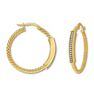 Round Textured Hoop Earrings 10K Yellow Gold | Jared