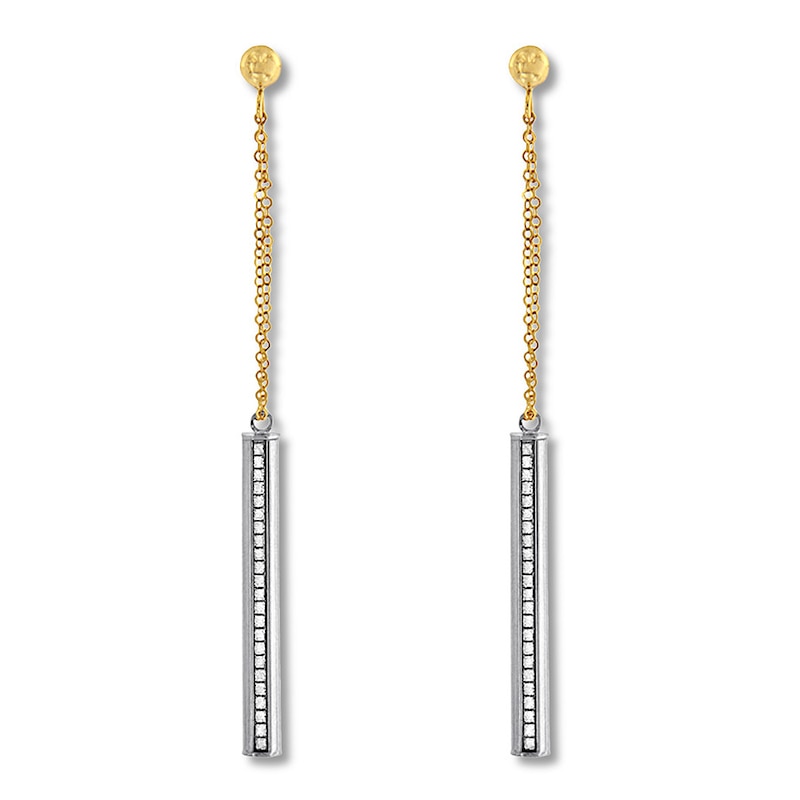 Bar Drop Earrings 10K Two-Tone Gold