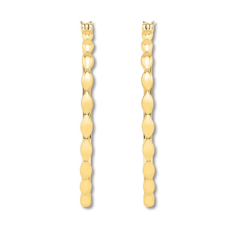 Main Image 2 of Oval Beaded 50mm Hoop Earrings 10K Yellow Gold