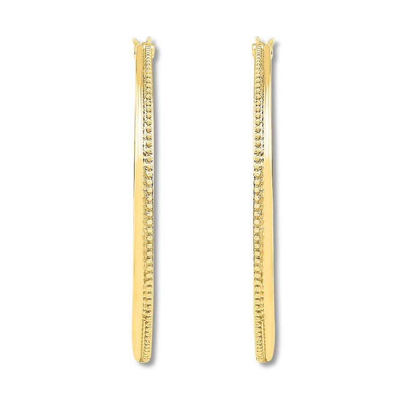 Textured Round Hoop Earrings 50mm 10K Yellow Gold