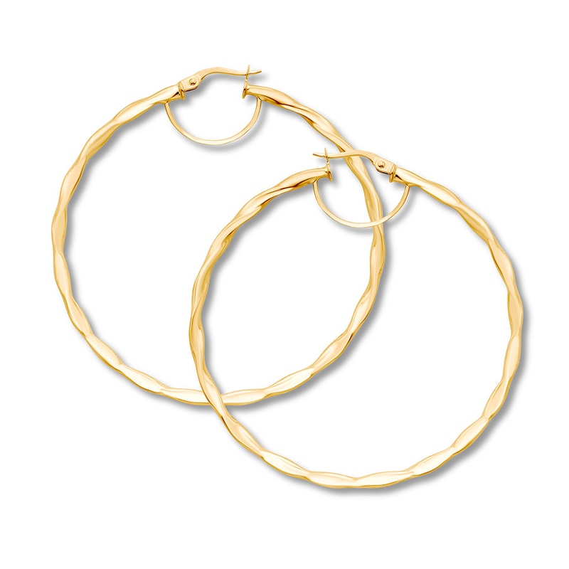 Main Image 1 of Round 50mm Hoop Earrings 10K Yellow Gold