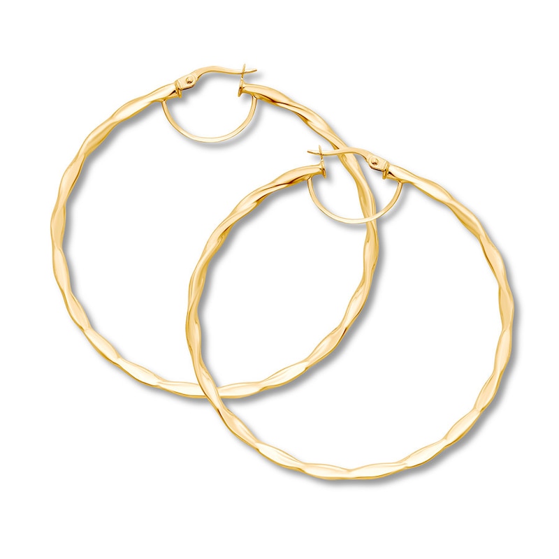 Round 50mm Hoop Earrings 10K Yellow Gold