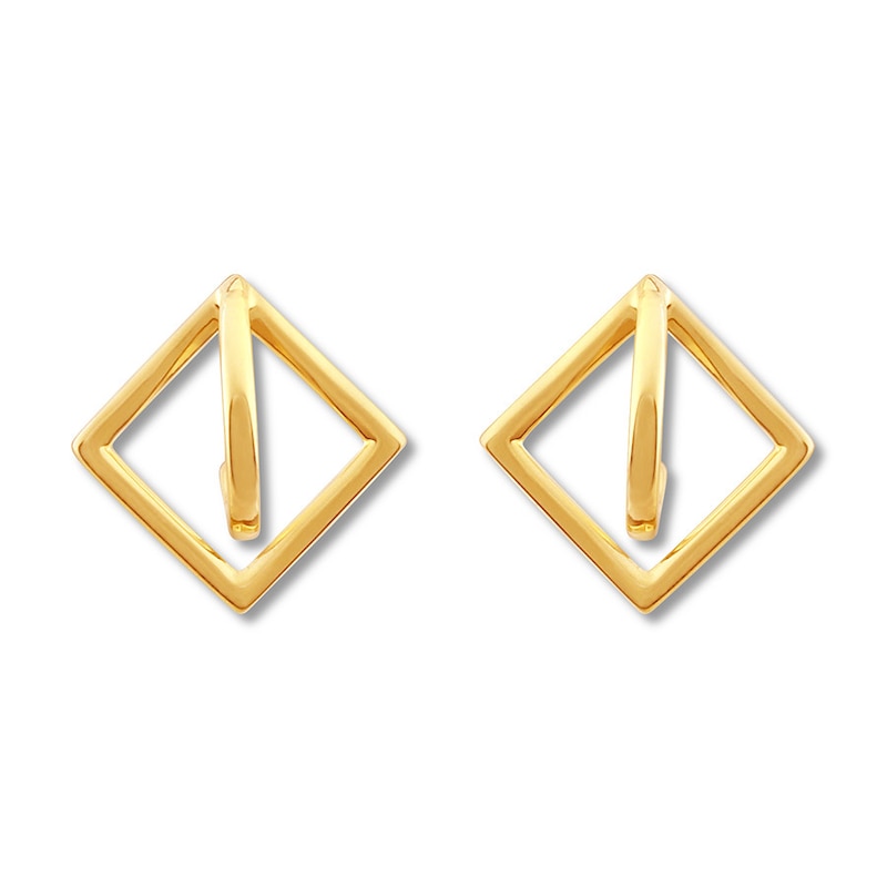 Main Image 2 of Square Half Hoop Earrings 10K Yellow Gold
