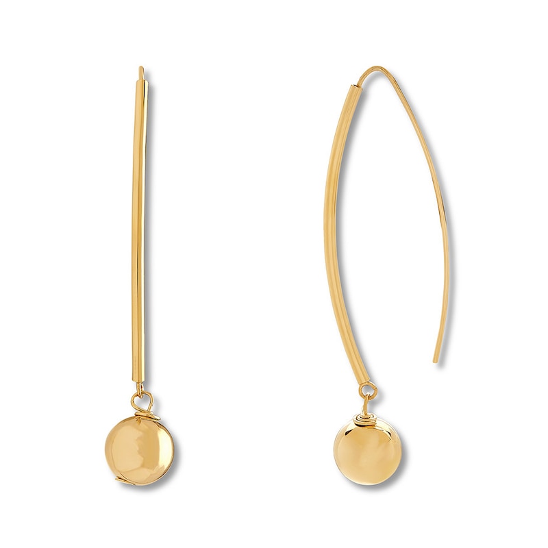 Drop Bead Earrings 14K Yellow Gold