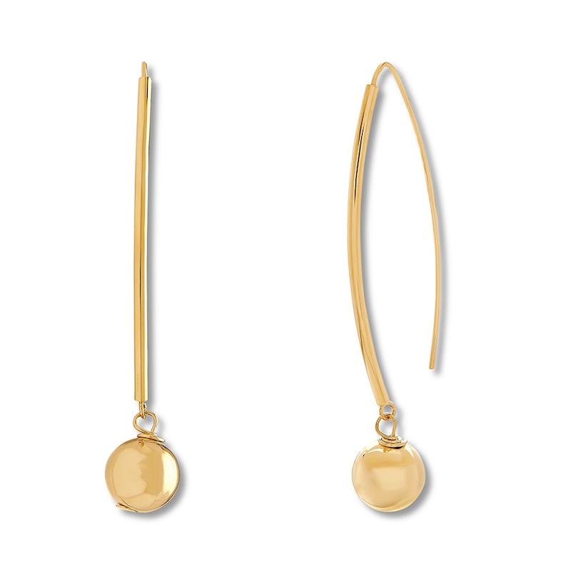 Drop Bead Earrings 14K Yellow Gold