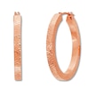 Thumbnail Image 1 of Textured Square Edge Hoop Earrings 14K Rose Gold