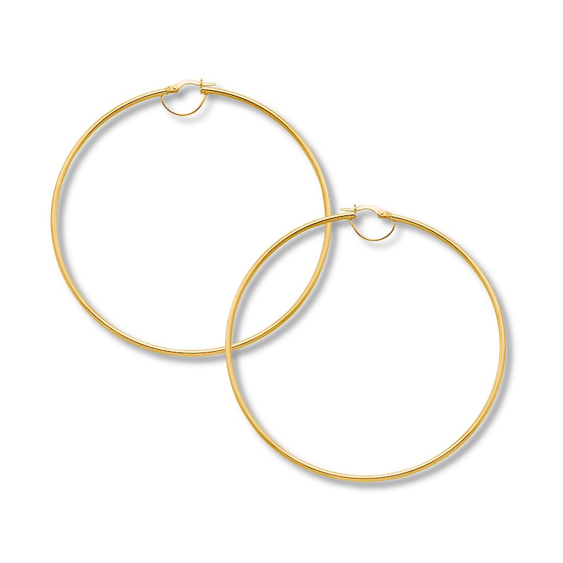 Main Image 1 of Round 75mm Hoop Earrings 10K Yellow Gold