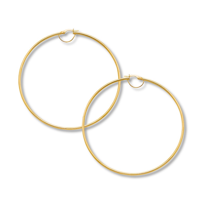 Round 75mm Hoop Earrings 10K Yellow Gold