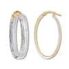 Oval Hoop Earrings 14K Two-Tone Gold