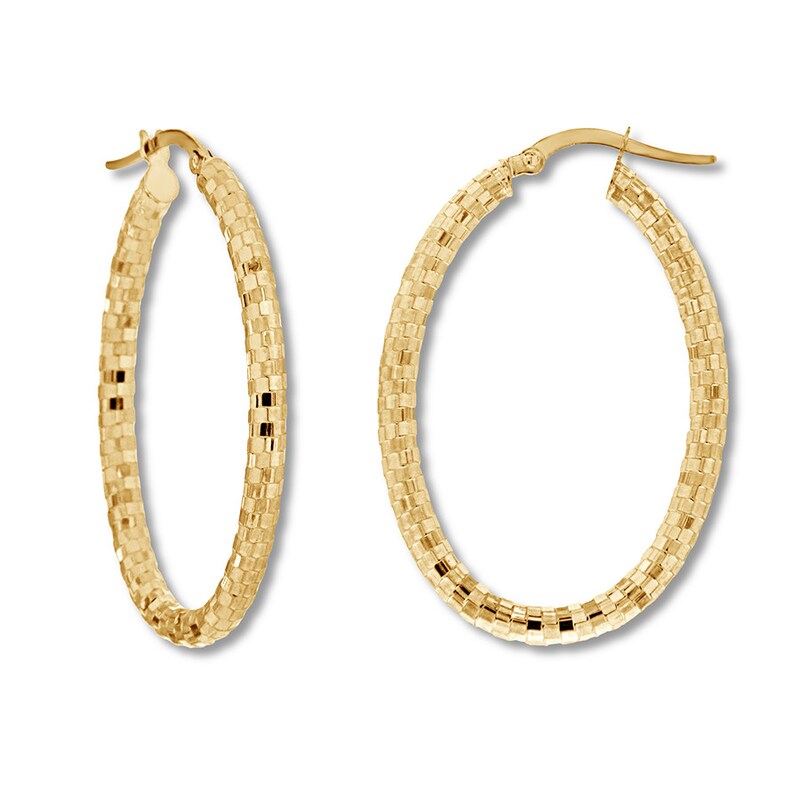 Oval Hoop Earrings 14K Yellow Gold